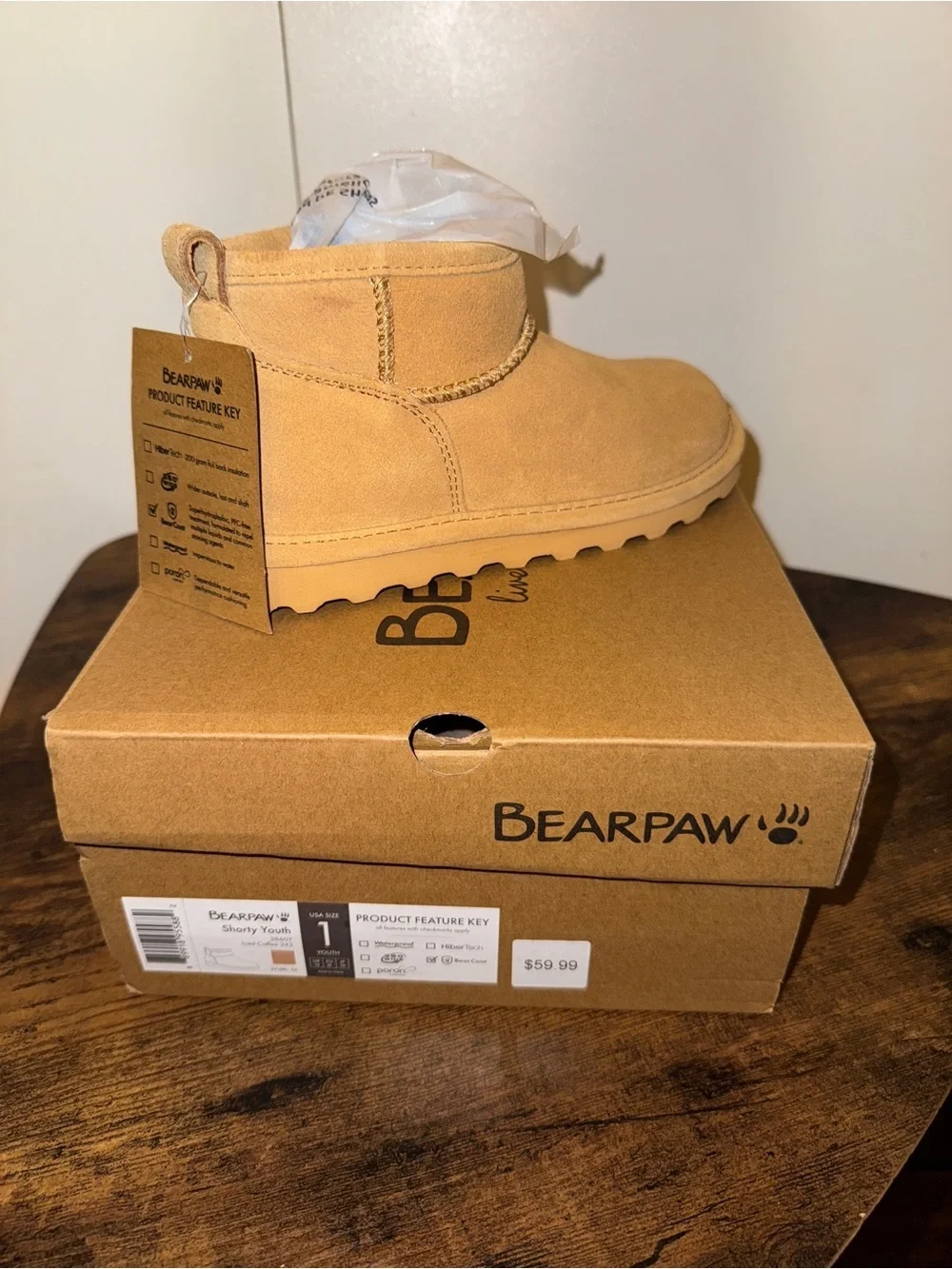 Bearpaw youth ankle boots size 1 nwt